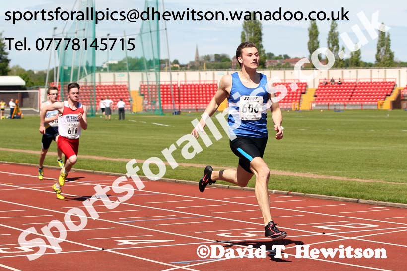 Jack Hepple (Morpeth) wins the under-20 mens 100 metres at the North Eastern Championships, Gateshead International Stadium.  Photos: David T. Hewitson/Sports for All Pics